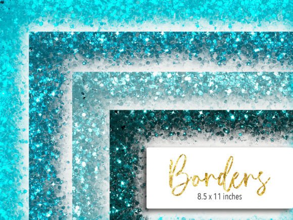 Aquamarine Blue Glitter Borders Clip Art: A Versatile Decorative Asset for Creative Professionals