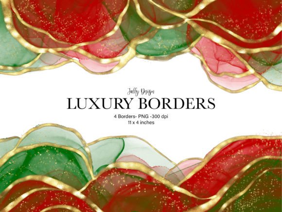 Christmas Alcohol Ink Border Clip Art for Creative Projects