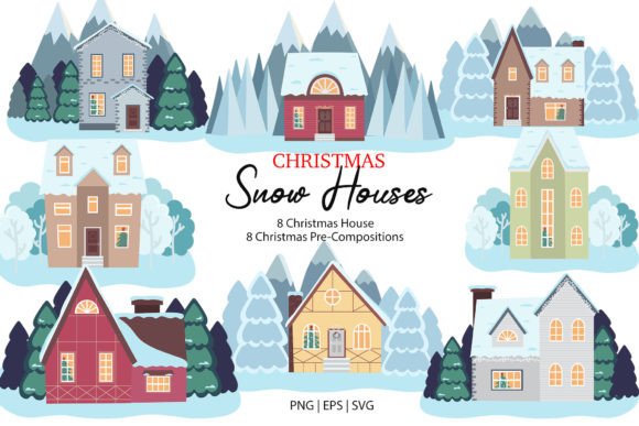 Christmas Village Houses Clipart Vector: A Creative Resource for Holiday Designs