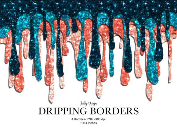 Elegant Dripping Glitter Borders: A Versatile Design Asset for Creative Professionals