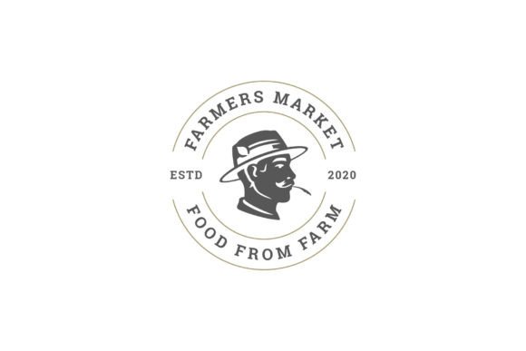 Farmer Market Retro Round Logo Design