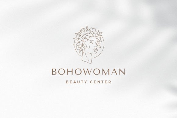 Flower Head Woman Line Art Logotype