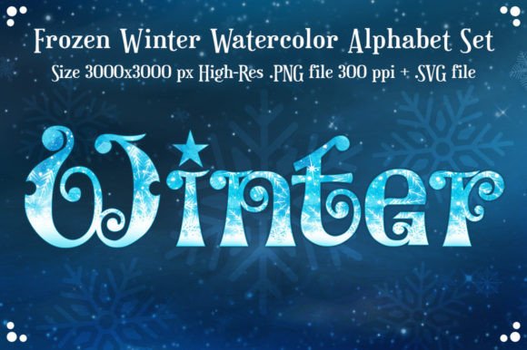 Frozen Winter Watercolor Alphabet Set: Enhance Your Design Projects with Thematic Decorative Elements