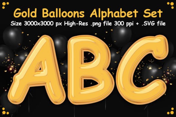 Gold Balloon Alphabet Set: A Versatile Resource for Festive and Decorative Designs