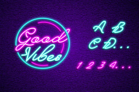 Good Vibes Neon Light Vector Templates