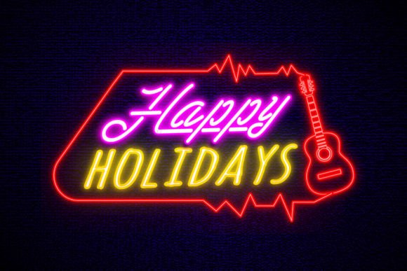 Happy Holiday Lettering Neon Sign Font
