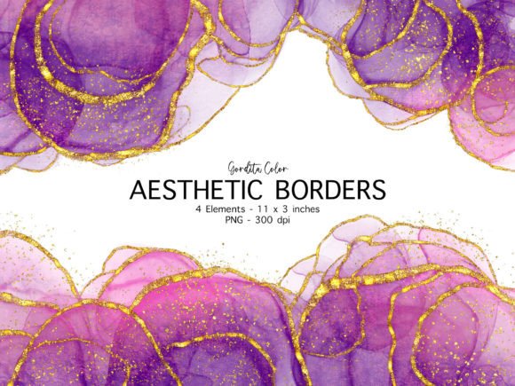 Purple Luxury Agate Borders Clip Art for Professional and Creative Use
