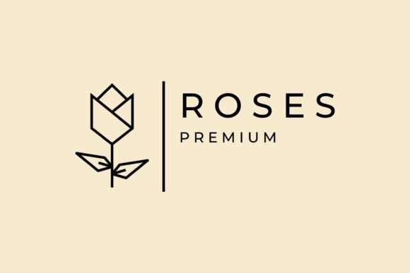 Roses Geometric Lines Art Up Logo Design: A Modern Twist on a Timeless Symbol