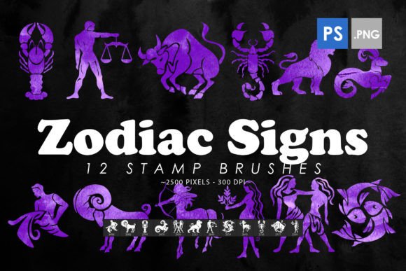 Zodiac Signs Stamp Brushes for Creative Projects